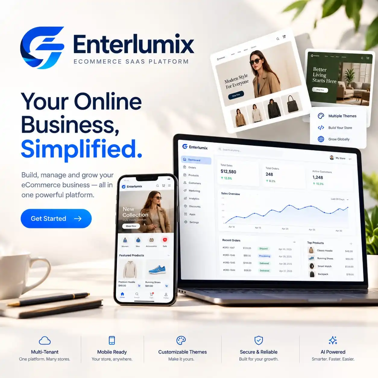 Enterlumix storefront concept across desktop and mobile